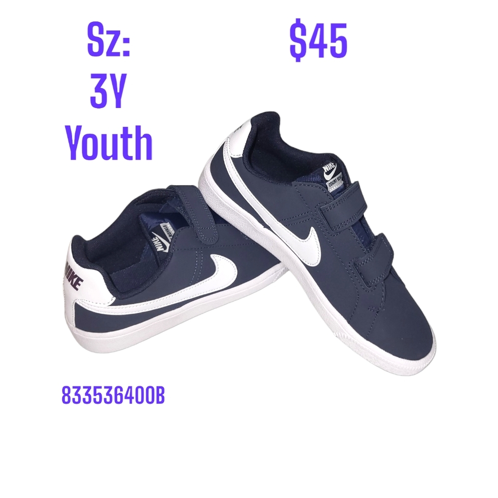 Nike Court Royale (PSV) Sz 3Y Blue & White Sneaker / Shoe / Child / Youth NWT